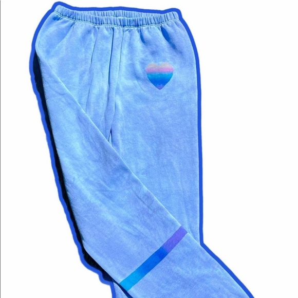 NEW Tie Dyed and Hand Painted Blue Sweats - Picture 2 of 3